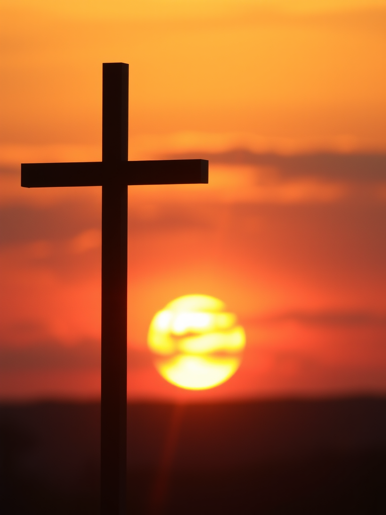 beautiful sunset with a cross